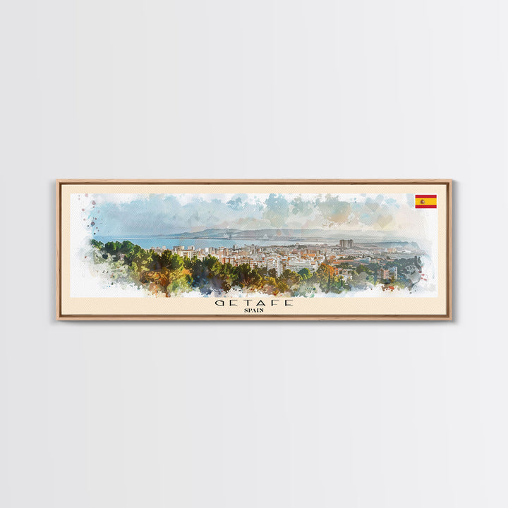 Getafe Spain Panoramic Travel Poster, Framed Canvas Print or Metal Wall Art, Travel Art, Home Decor, Panoramic Painting, Midcentury Art