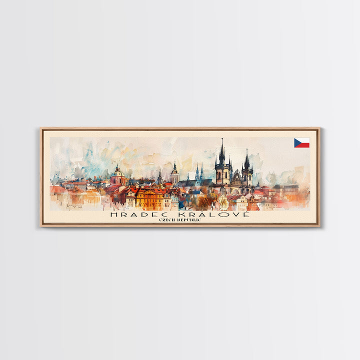 Hradec Czech Republic Travel Art, City Art, Framed Canvas Print or Metal Wall Art, Europe Travel Poster, Panoramic Wall Art, Extra Wide Wall Art