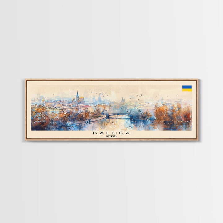 Kaluga Russia Panoramic Travel Poster, Framed Canvas Print or Metal Wall Art, Travel Art, Home Decor, Panoramic Painting, Midcentury Art