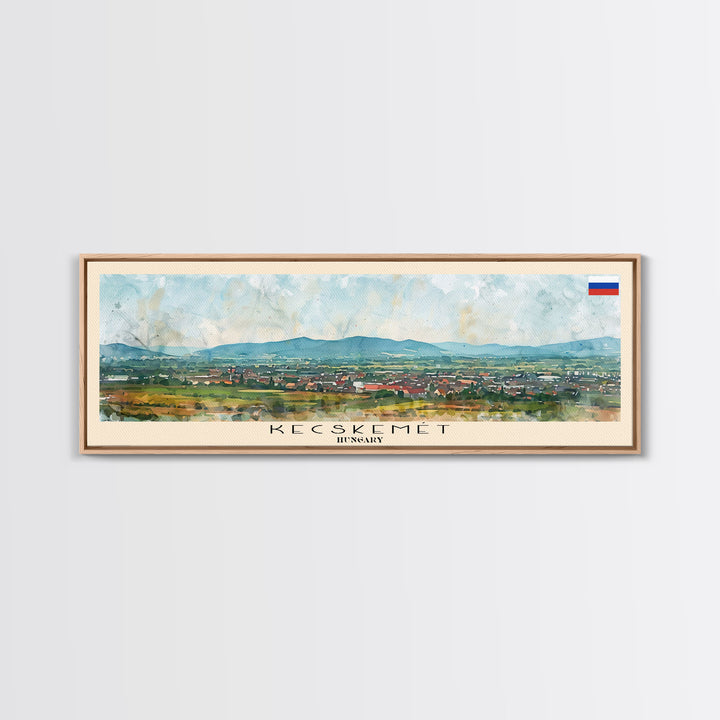 Kecskemet Hungary Wall Art, Panoramic Travel Poster, Panoramic Framed Canvas Print, City Wall Art, Wall Hanging Home Decor, Travel Art