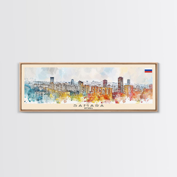 Samara Russia Wall Art, Panoramic Travel Poster, Panoramic Framed Canvas Print, City Wall Art, Wall Hanging Home Decor, Travel Art