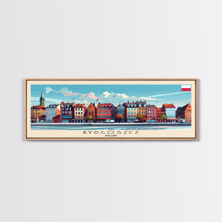 Bydgoszcz Poland Travel Art, City Art, Framed Canvas Print or Metal Wall Art, Europe Travel Poster, Panoramic Wall Art, Extra Wide Wall Art