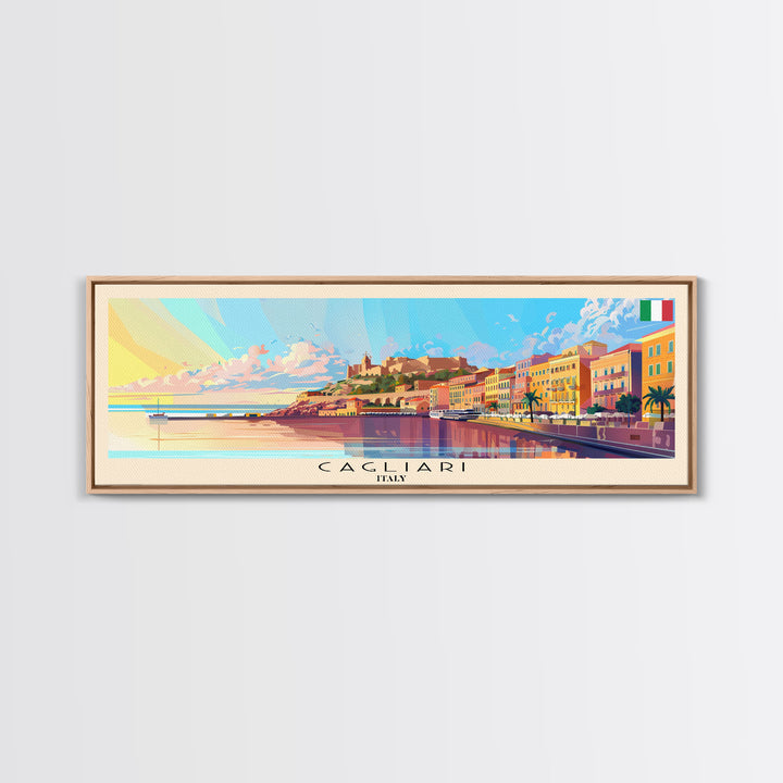 Cagliari Italy Wall Art, Panoramic Travel Poster, Panoramic Framed Canvas Print, City Wall Art, Wall Hanging Home Decor, Travel Art