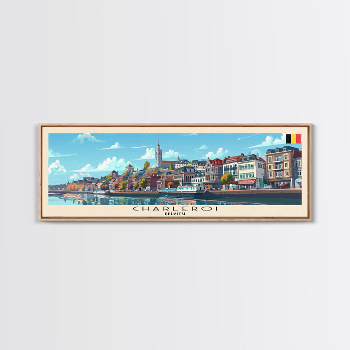Charleroi Belgium Travel Print Wall Art, Panoramic City Art, Travel Art, Wall Decor, Vacation Gift, Framed Canvas Print Or Metal Art