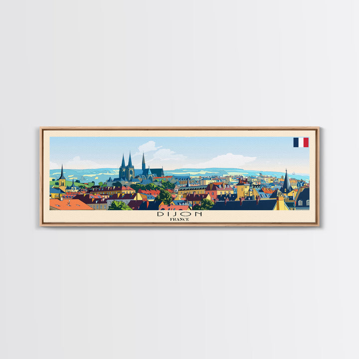 Dijon France Travel Art, City Art, Framed Canvas Print or Metal Wall Art, Europe Travel Poster, Panoramic Wall Art, Extra Wide Wall Art