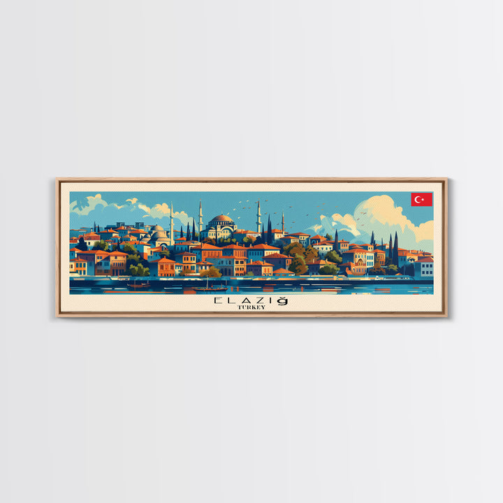 Elazig Turkey Wall Art, Panoramic Travel Poster, Panoramic Framed Canvas Print, City Wall Art, Wall Hanging Home Decor, Travel Art
