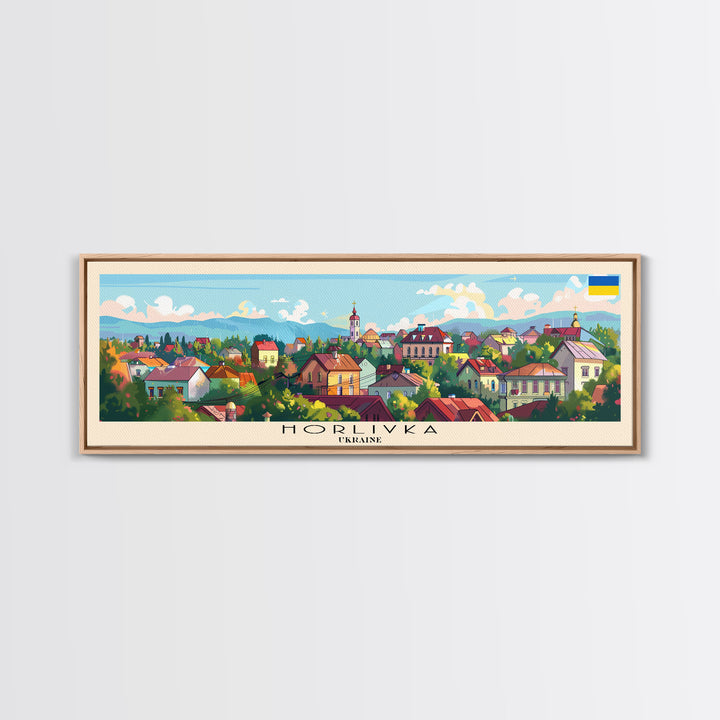 Horlivka Ukraine Wall Art, Panoramic Travel Poster, Panoramic Framed Canvas Print, City Wall Art, Wall Hanging Home Decor, Travel Art
