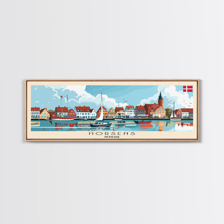 Horsens Denmark Travel Print Wall Art, Panoramic City Art, Travel Art, Wall Decor, Vacation Gift, Framed Canvas Print Or Metal Art