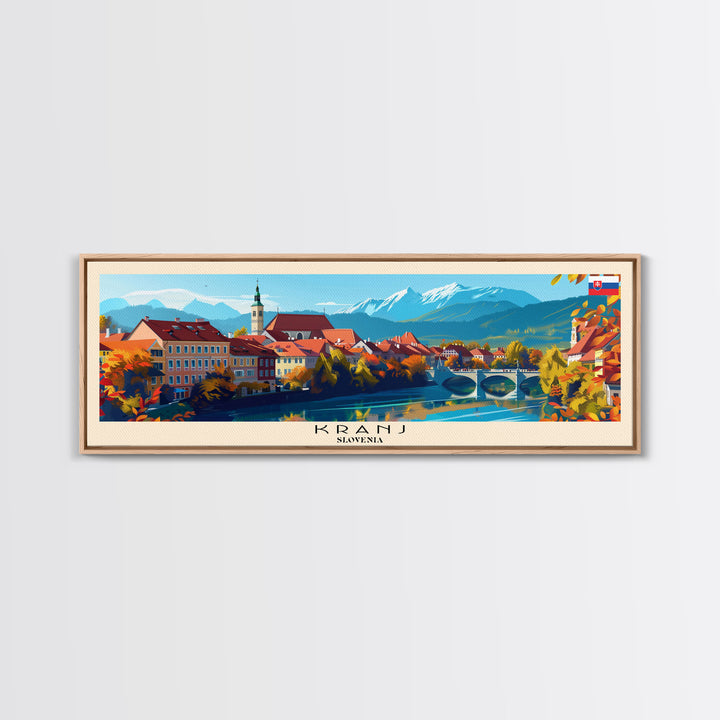 Kranj Slovenia Wall Art, Panoramic Travel Poster, Panoramic Framed Canvas Print, City Wall Art, Wall Hanging Home Decor, Travel Art