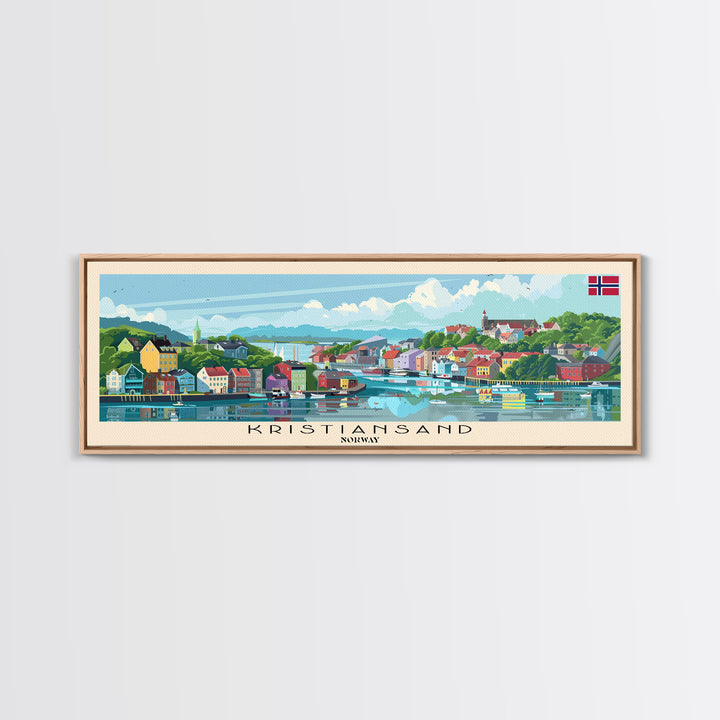 Kristiansand Norway Wall Art, Panoramic Travel Poster, Panoramic Framed Canvas Print, City Wall Art, Wall Hanging Home Decor, Travel Art