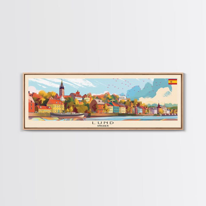 Lund Sweden Travel Print Wall Art, Panoramic City Art, Travel Art, Wall Decor, Vacation Gift, Framed Canvas Print Or Metal Art