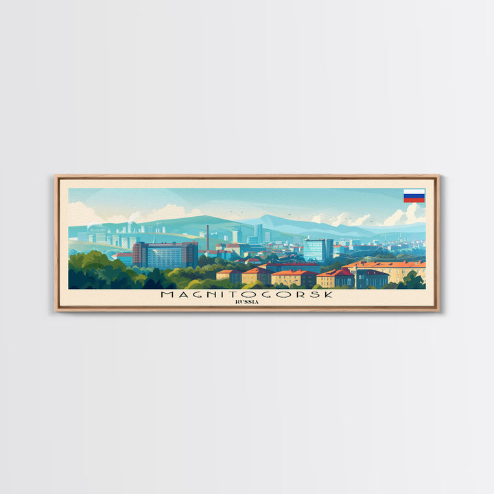 Magnitogorsk Russia Travel Print Wall Art, Panoramic City Art, Travel Art, Wall Decor, Vacation Gift, Framed Canvas Print Or Metal Art