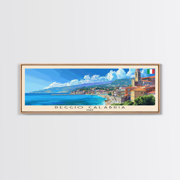 Reggio Calabria Wall Art, Panoramic Travel Poster, Panoramic Framed Canvas Print, City Wall Art, Wall Hanging Home Decor, Travel Art