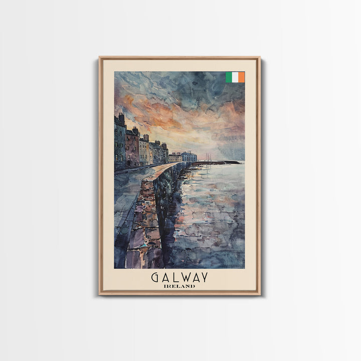Galway, Ireland Travel Poster Art, Framed Canvas Print for Living Room or Bedroom, Coastal Wall Art, Home Decoration