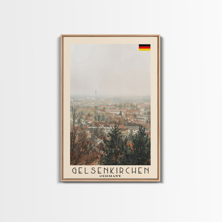 Gelsenkirchen, Germany Travel Poster Art, Framed Canvas Print for Living Room or Bedroom, Urban Wall Art, Home Decoration