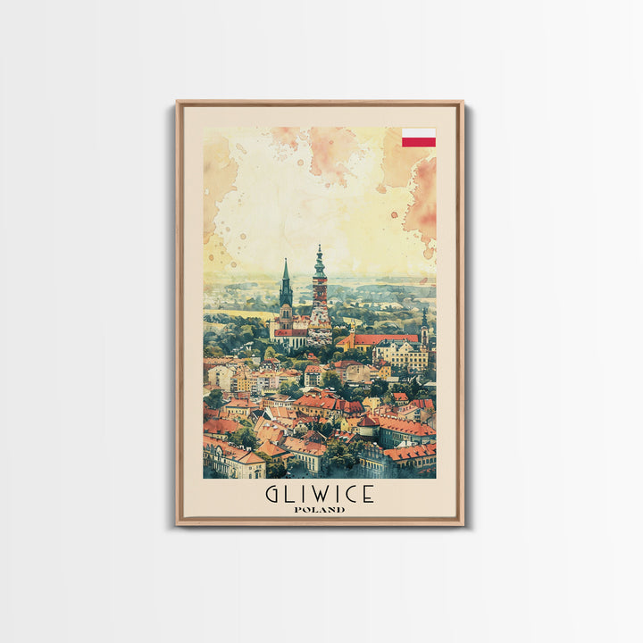 Gliwice Poland Cityscape Art, Framed Canvas Print, Bedroom Wall Art, Travel Poster Art, Wall Decoration, Polish Art