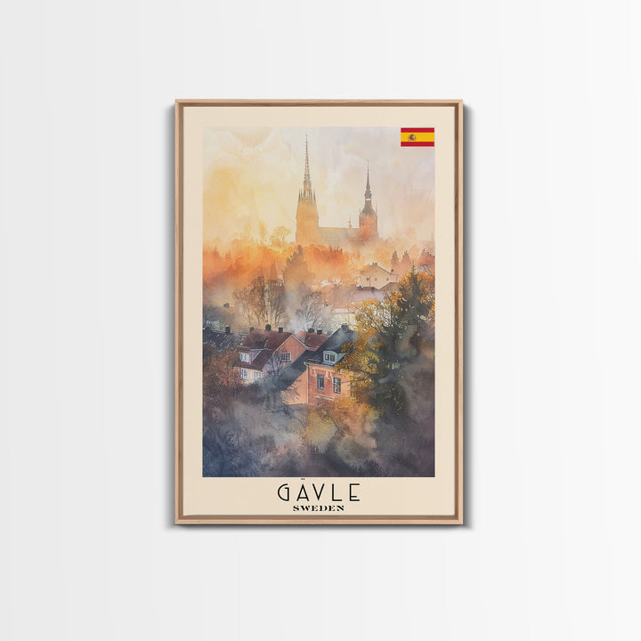 Gävle Sweden Scenic View Art, Framed Canvas Print, Living Room Wall Art, Travel Poster, Home Decor, Swedish Wall Art