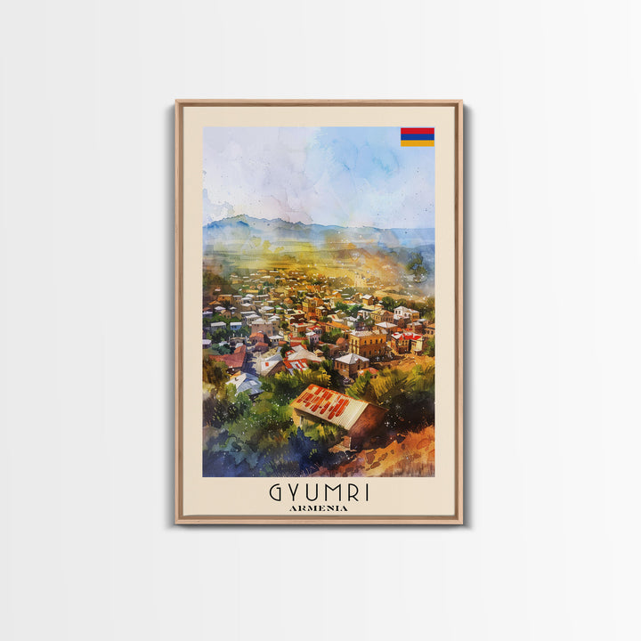 Gyumri Armenia Scenic City View Art, Framed Canvas Print, Living Room Wall Art, Travel Poster, Home Decor, Armenian Wall Art