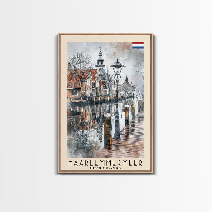 Haarlem Netherlands Historic City Art, Framed Canvas Print, Living Room Wall Art, Travel Poster, Home Decor, Dutch Wall Art