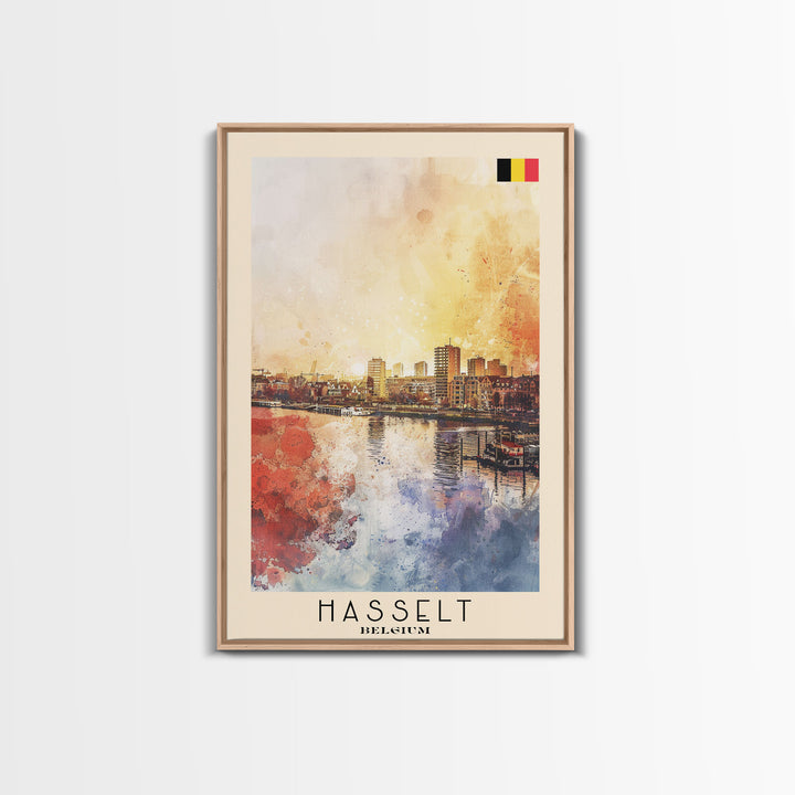 Hasselt Belgium Urban Cityscape Art, Framed Canvas Wall Art, Living Room Decor, Modern Home Decor, City Poster Art Print, Travel Poster Art