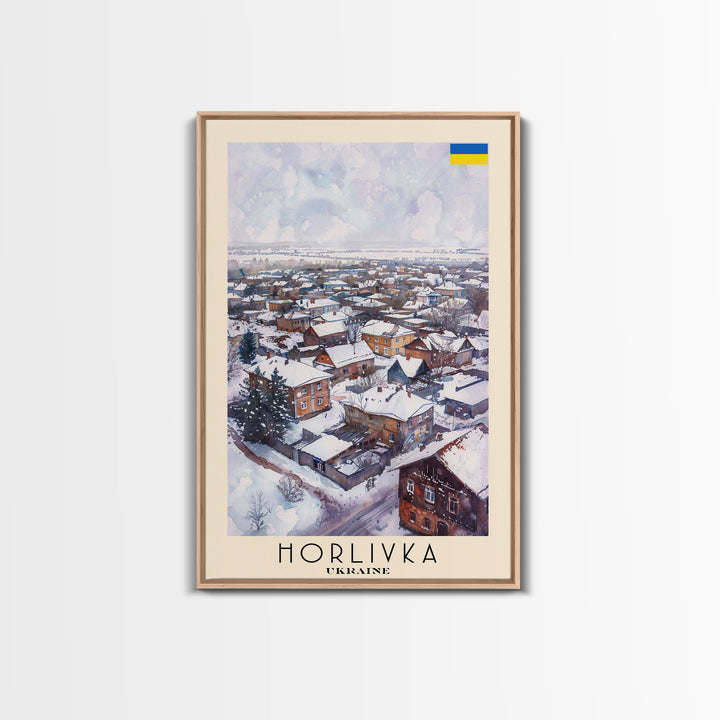 Horlivka Ukraine Winter Town Art, Framed Canvas Wall Art, Home Decor, Living Room Decor, Snowy Landscape Poster, Wall Art, Travel Poster Art