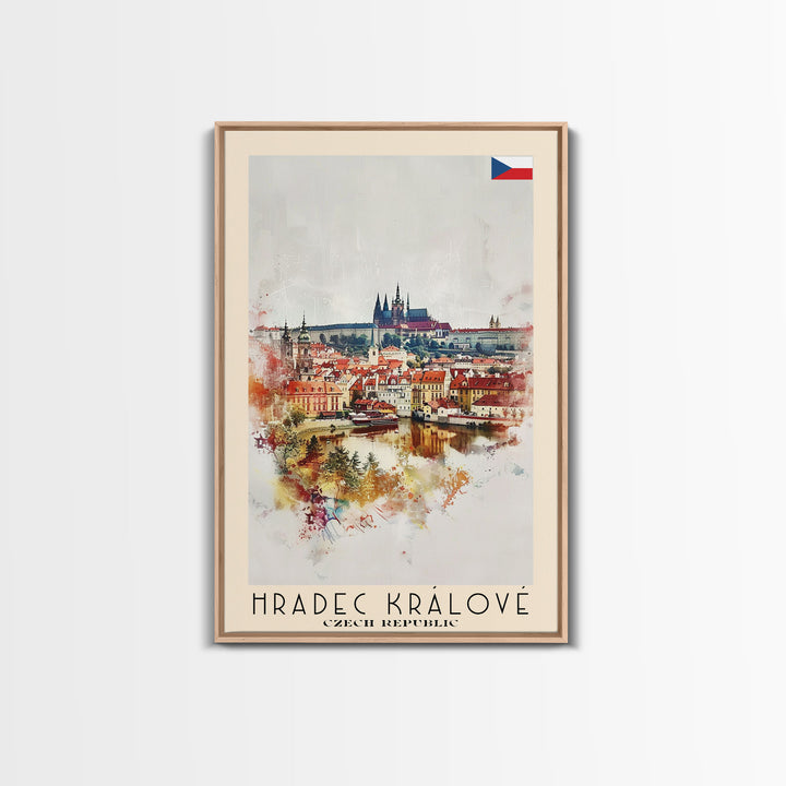Hradec Krįlové Czech Republic Cityscape Art, Framed Canvas Wall Art, Home Decor, Living Room Decor, Historic Poster, Wall Art, Travel Poster Art