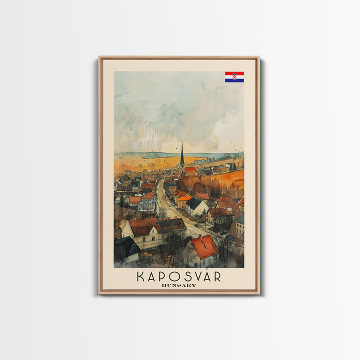 Kaposvar Hungary Urban Landscape, Framed Canvas Print, Travel Poster, Wall Art, Home Decoration, Cityscape Decor, Living Room Art, Hungarian City