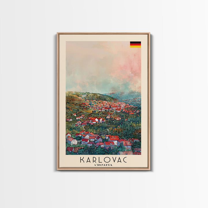 Karlovac Croatia Scenic View, Framed Canvas Print, Travel Poster, Wall Art, Living Room Decor, Cityscape Art, Modern Home Decoration, Croatian City
