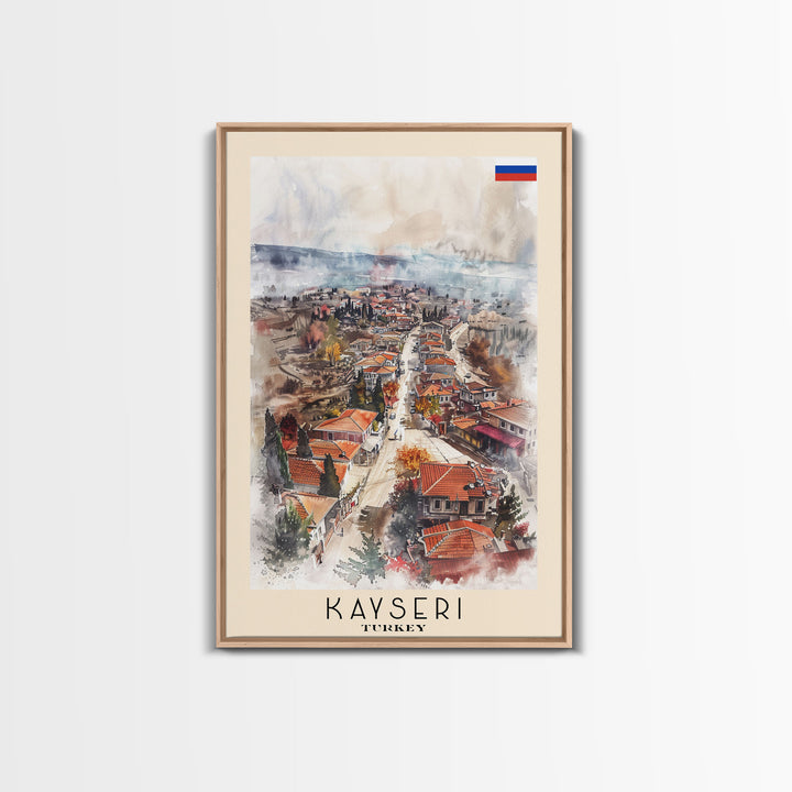 Kayseri Turkey Urban Landscape, Framed Canvas Print, Travel Poster, Wall Art, Home Decoration, Cityscape Decor, Living Room Art, Turkish City