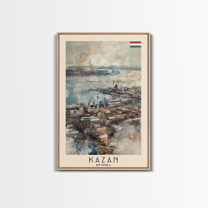 Kazan Russia Scenic View, Framed Canvas Print, Travel Poster, Wall Art, Living Room Decor, Cityscape Art, Modern Home Decoration, Russian City