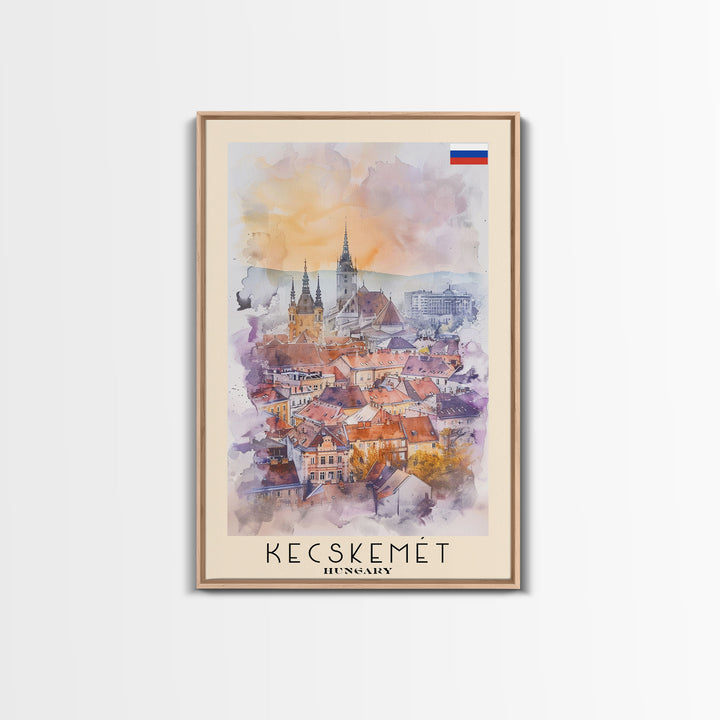 Kecskemet Hungary Urban Landscape, Framed Canvas Print, Travel Poster, Wall Art, Home Decoration, Cityscape Decor, Living Room Art, Hungarian City