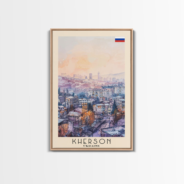 Kherson Ukraine Port View, Framed Canvas Print, Travel Poster, Wall Art, Home Decor, Living Room Decoration, Ukrainian Cityscape Art