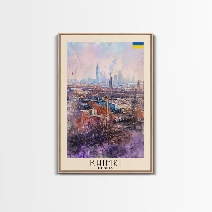 Khimki Russia Scenic Landscape, Framed Canvas Print, Travel Poster, Wall Art, Home Decor, Living Room Decoration, Russian City Art