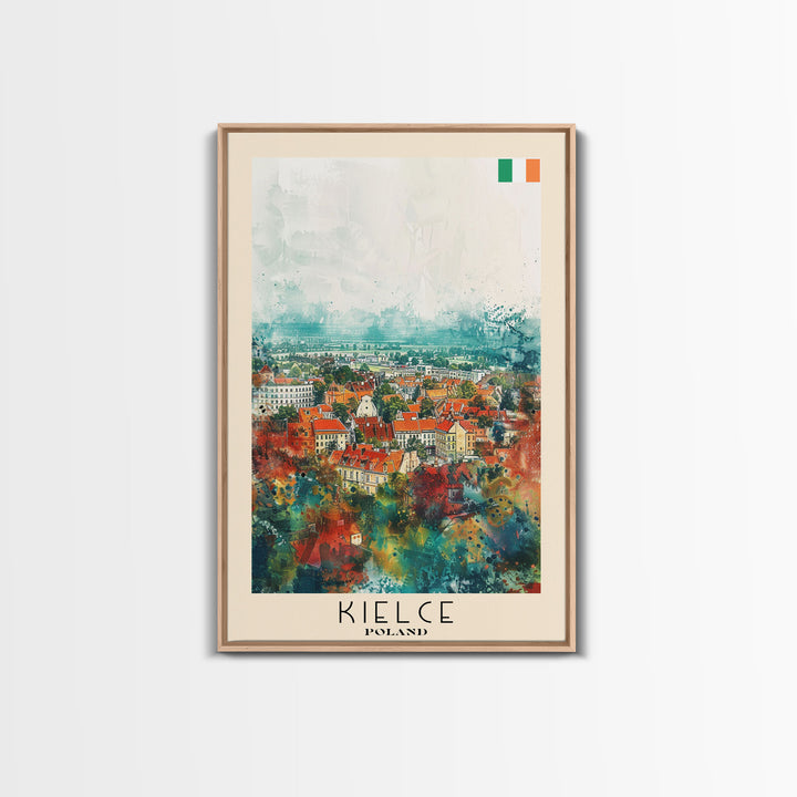 Kielce Poland Historic Cityscape, Framed Canvas Print, Travel Poster, Wall Art, Home Decor, Living Room Decoration, Polish Urban Art