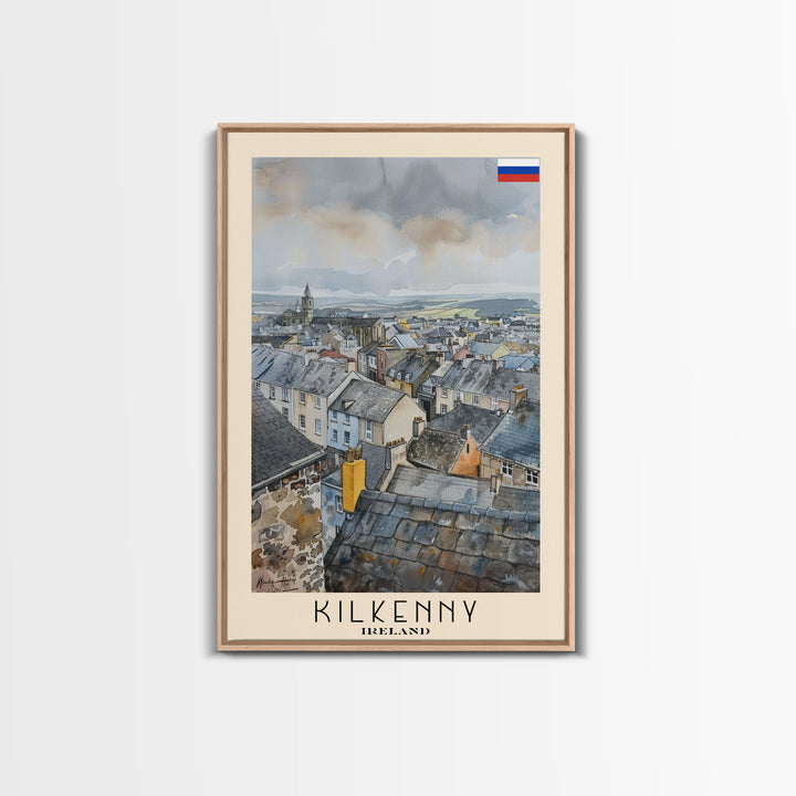 Kilkenny Ireland Scenic View, Framed Canvas Print, Travel Poster, Wall Art, Home Decor, Living Room Decoration, Irish Cityscape Art