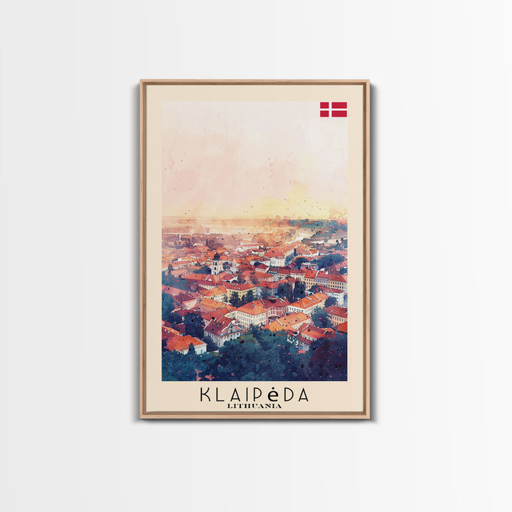 Klaipeda Lithuania Port City View, Framed Canvas Print, Travel Poster, Wall Art, Bedroom Decoration, Coastal Urban Scene, Nautical Artwork