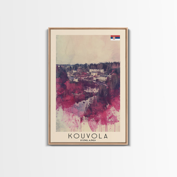 Kouvola Finland Scenic Winter View, Framed Canvas Print, Travel Poster, Wall Art, Bathroom Decor, Finnish Urban Landscape, Scenic Winter Painting