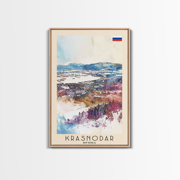 Krasnodar Russia Travel Poster Framed Canvas Print, Abstract Landscape Art, Wall Decor, Home Decoration, Travel Print, Artistic Gift