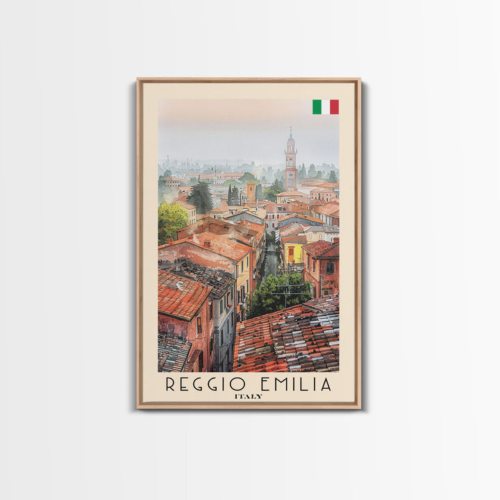 Reggio Emilia Italy Travel Poster Framed Canvas Print, Watercolor Painting, Scenic Wall Art, Home Decor, Italian Landscape, Artistic Art