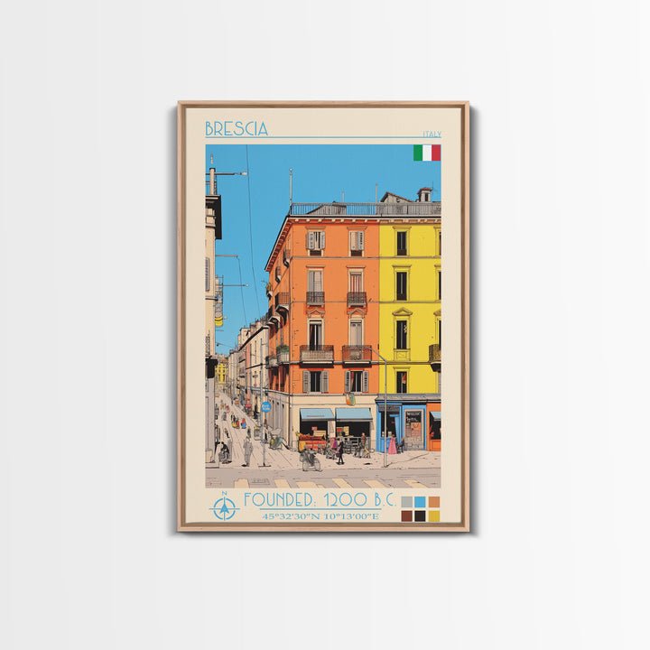Brescia Italy Travel Poster Framed Canvas Print, Vintage Style, Pop Art Home Decor, Scenic Wall Art, Living Room Decoration, Artistic Gift