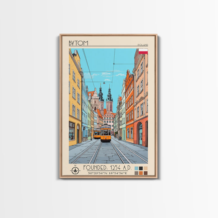 Bytom Poland Travel Poster Framed Canvas Print, Vintage Style, Pop Art Home Decor, Scenic Wall Art, Living Room Decoration, Artistic Gift