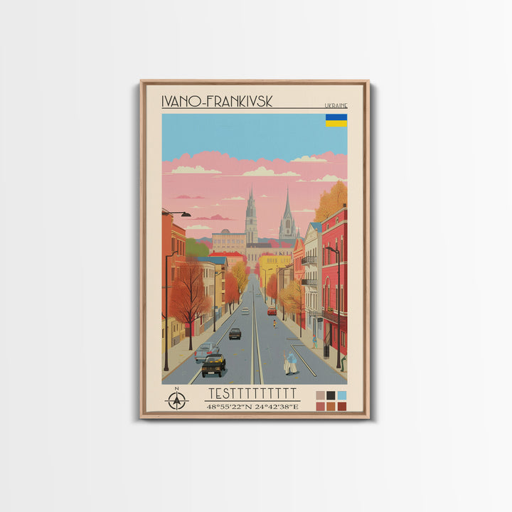 Ivano-Frankivsk Ukraine Travel Poster Framed Canvas Print, Vintage Style, Pop Art Home Decor, Scenic Wall Art, Bedroom Decoration, Office Gift