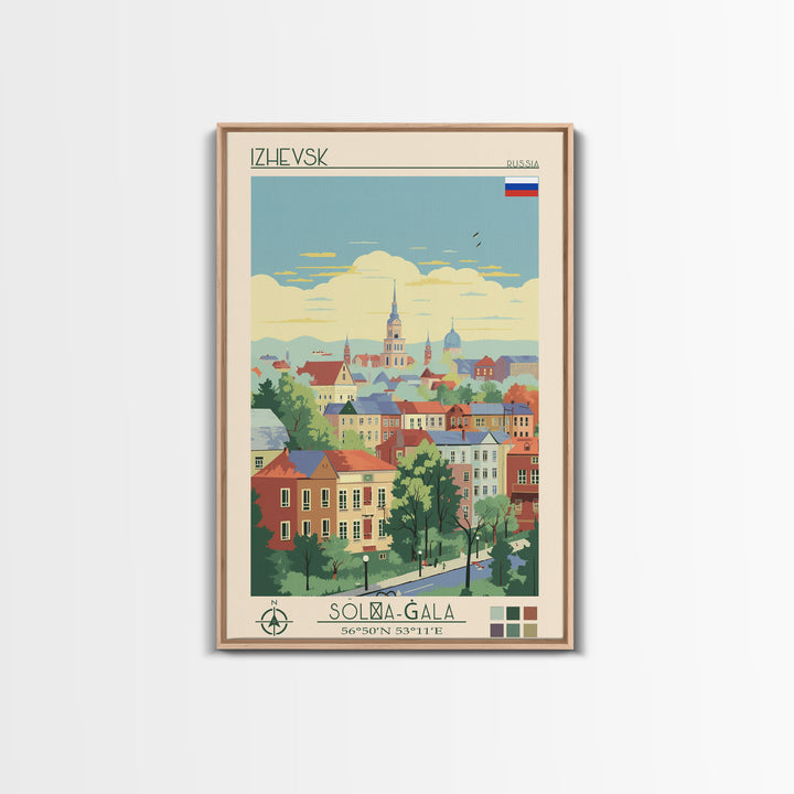 Izhevsk Russia Travel Poster Framed Canvas Print, Midcentury Modern Art, Pop Art Wall Decor, Scenic Living Room Art, Bedroom Gift