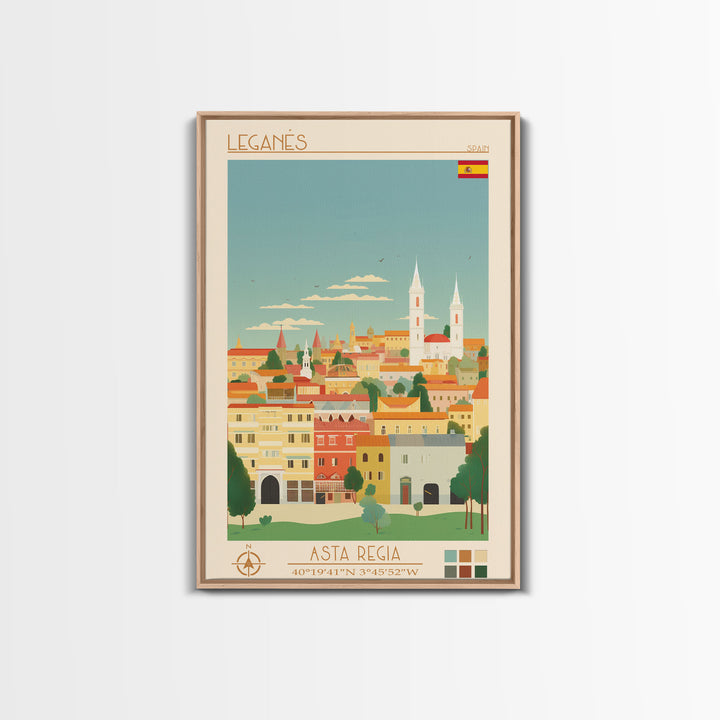 Leganés Spain Travel Poster Framed Canvas Print, Vintage Style, Pop Art Home Decor, Scenic Wall Art, Bedroom Decoration, Office Gift