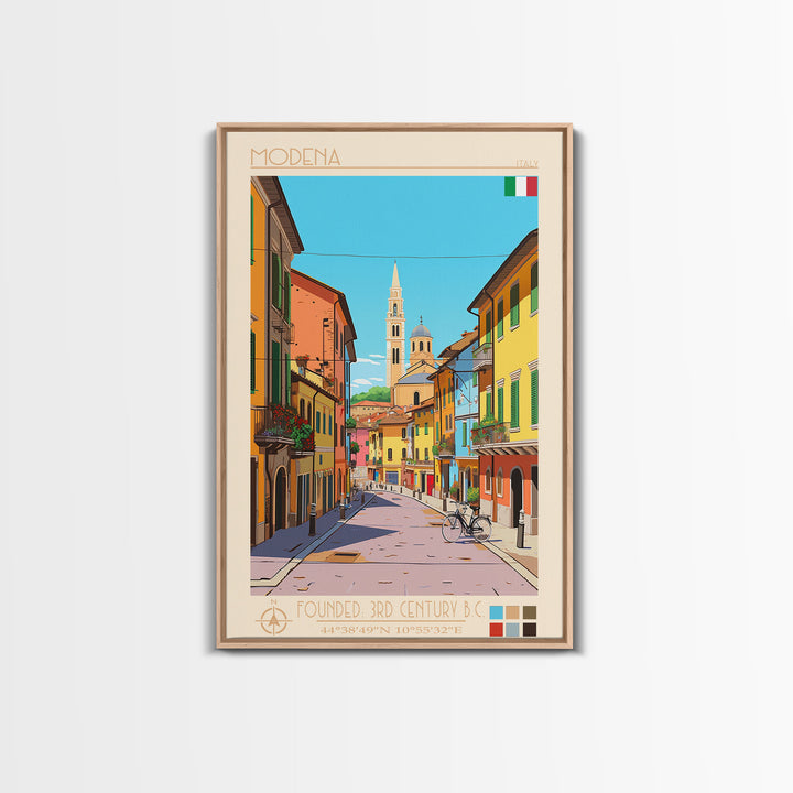 Modena Italy Travel Poster Framed Canvas Print, Vintage Style, Pop Art Home Decor, Scenic Wall Art, Bedroom Decoration, Office Gift