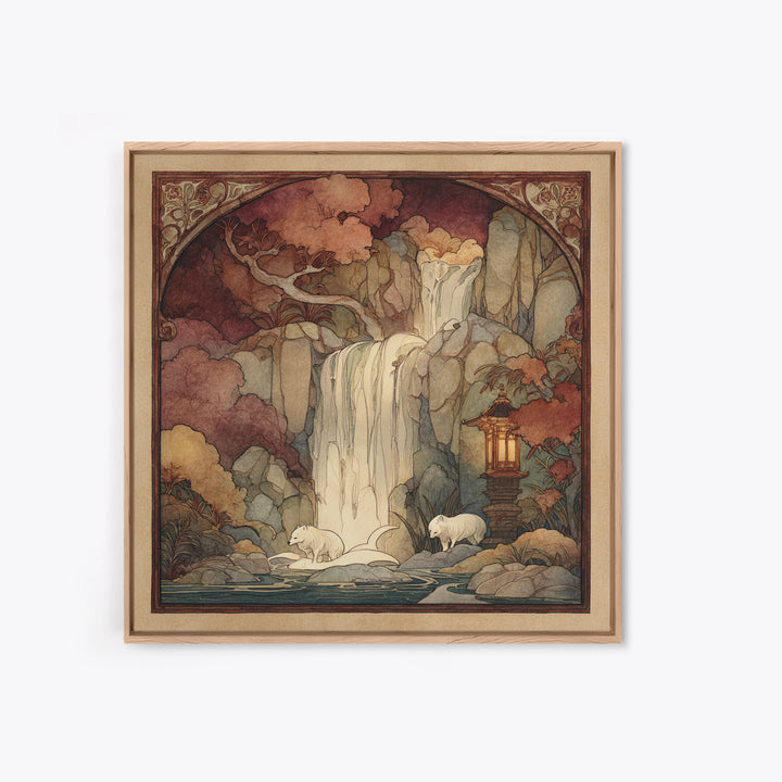 Crystal Cave with Luminous Blue Reflections Canvas Print, Fantasy Art, Surreal Art, Living Room Decor, Oil Painting, Mythic, FAN-1x1-54