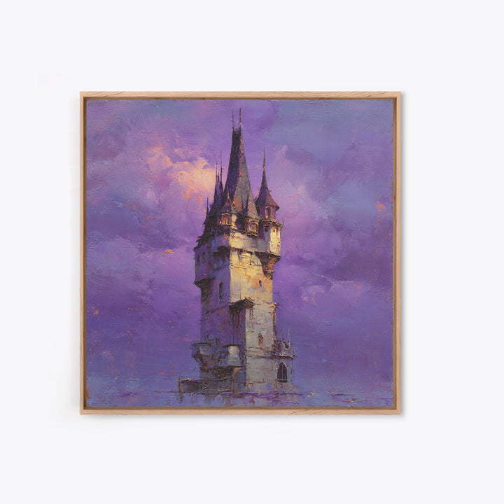 Armored Knight Facing a Glowing Portal Framed Canvas Print, Fantasy Art, Digital Print, Living Room Decor, Fine Art, Mythic, FAN-1x1-7