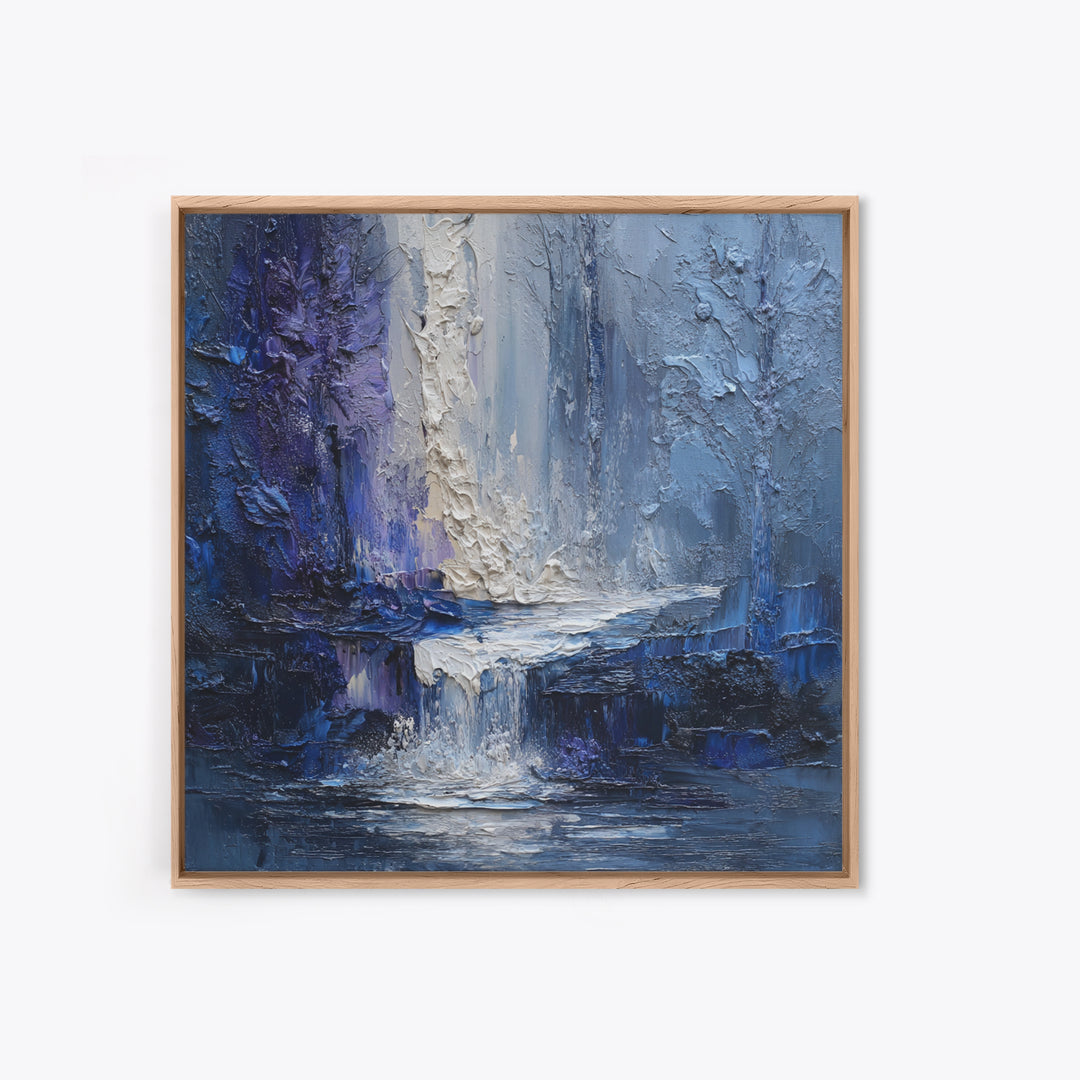 Crystal Cave with Luminous Blue Reflections Framed Canvas Print, Fantasy Art, Gallery Decor, Living Room Decor, Mythic, FAN-1x1-78
