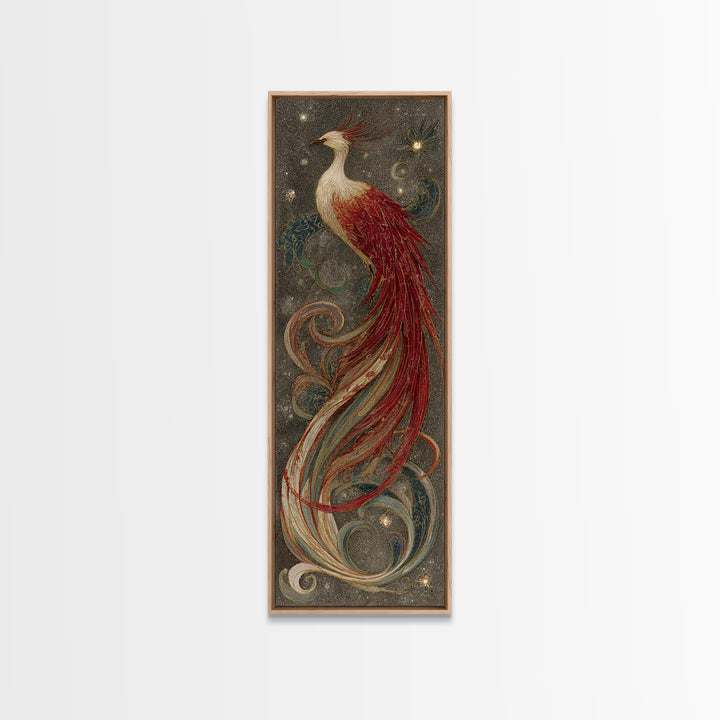 Phoenix Rising in Gold and Crimson Flames Canvas Print, Fantasy Art, Room Decor, Living Room Decor, Fine Art, Mythic, FAN-1x3-17