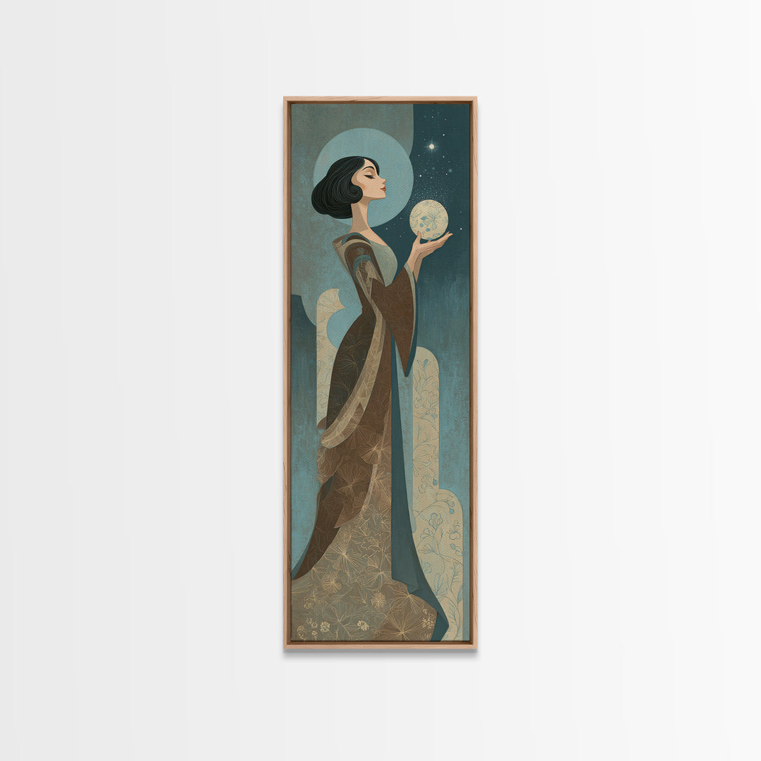 Elven Queen Portrait Canvas Print, Fantasy Art, Fantasy Art Print, Living Room Decor, Fine Art, Mythic, Textured Painting, FAN-1x3-38